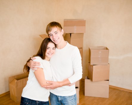 Packed boxes and furniture ready for short-term storage in Ealing