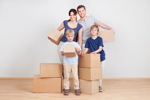 Packed moving boxes prepared for removals in Ealing