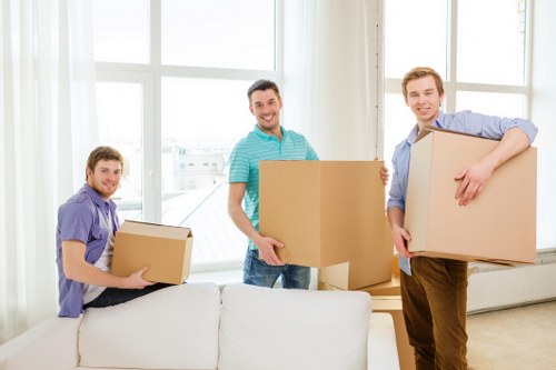 Organized self storage space in Ealing with labeled boxes